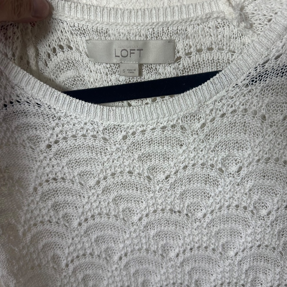 LOFT White Open Knit Sweater – Size S - Picture 3 of 4